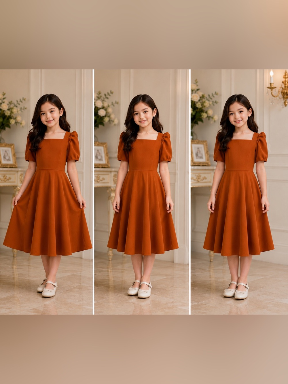 Charming Filipiniana XL Orange 5 to 6 Year Old Girls Formal Dress